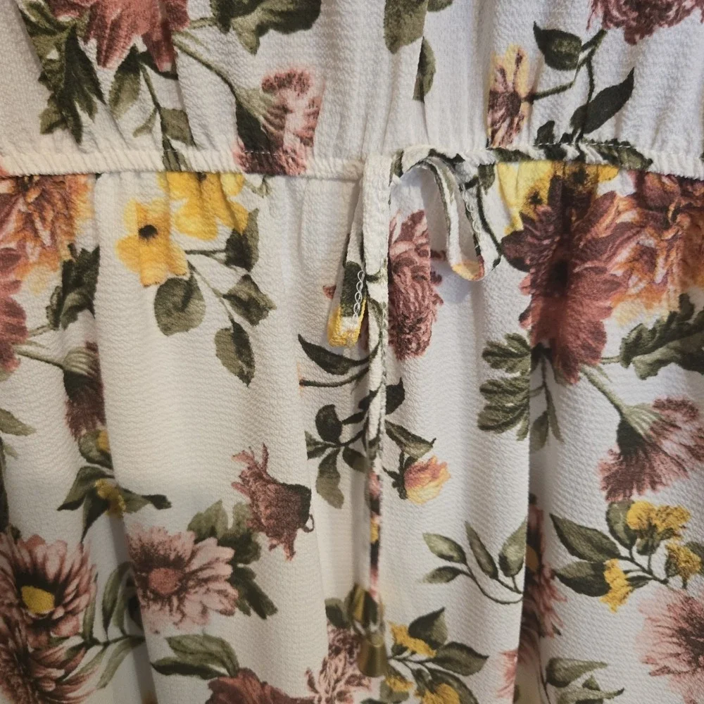 NWT J Is For Justify‎ Dress Womans XL Floral Zipper Mini Feminine Drawstring